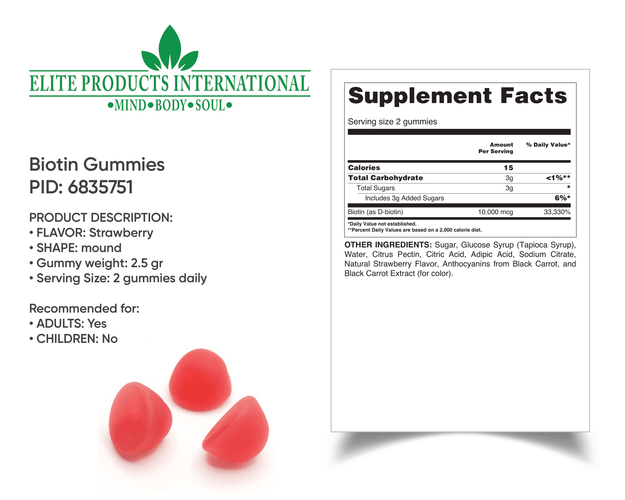 Biotin gummies deliver high levels of biotin and zinc to support overall condition of skin, nails and hair.