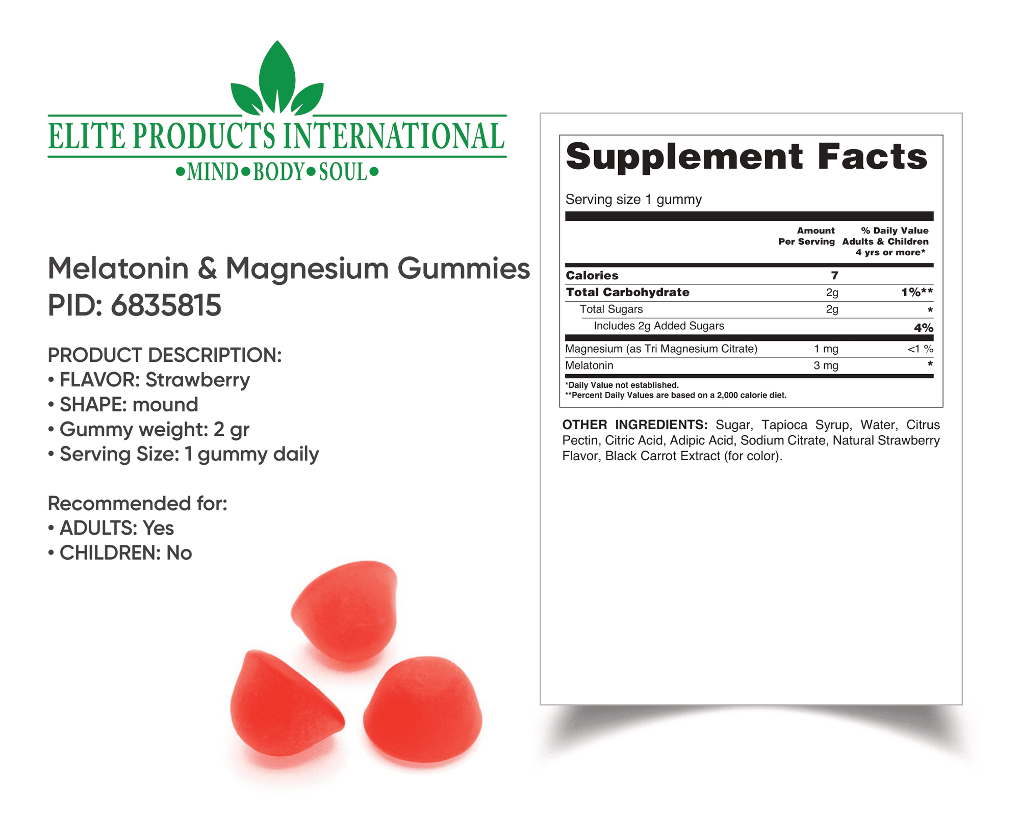 Melatonin Sleep Vitamin Gummies are crafted with a delightful strawberry flavor offer a delicious solution to your sleep struggles