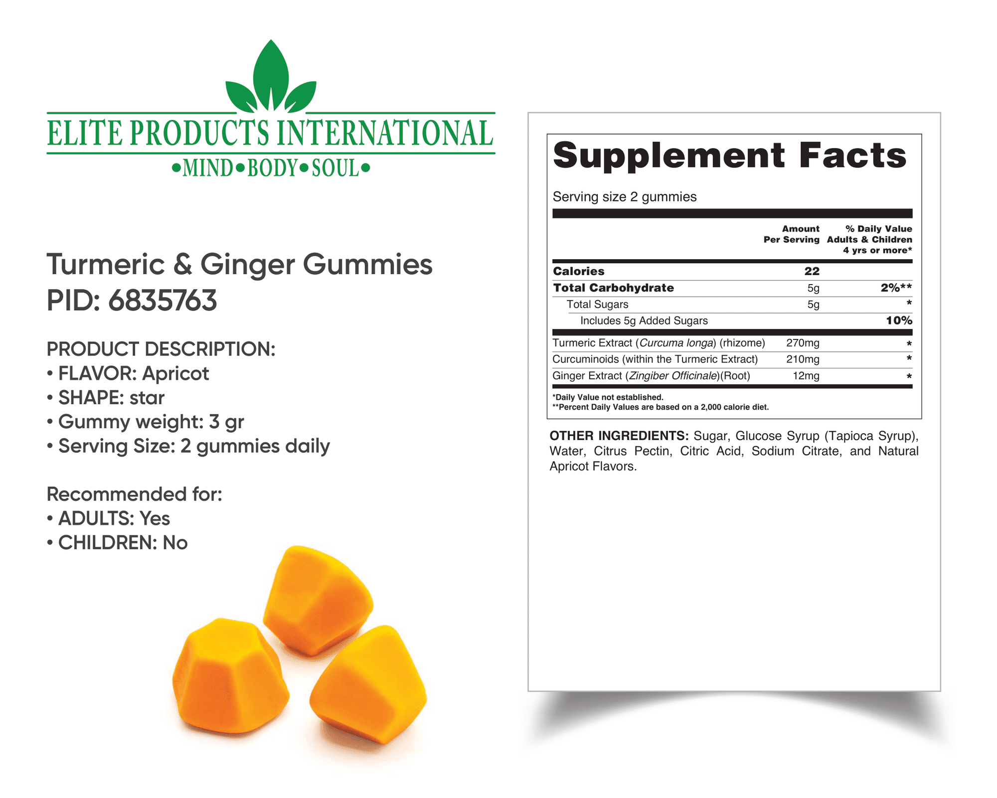 Turmeric & Ginger Vitamin Gummies are known for their immune-boosting and anti-inflammatory properties