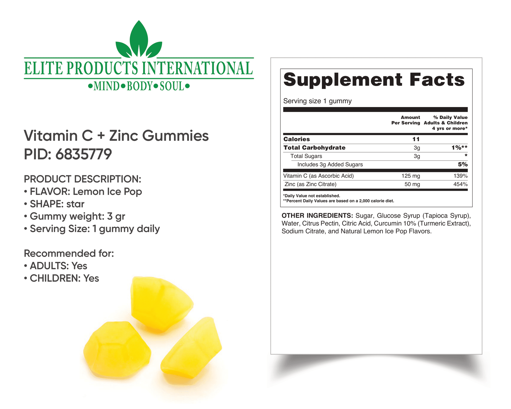 Vitamin C & Zinc Gummies promote anti-aging and supporting cell health