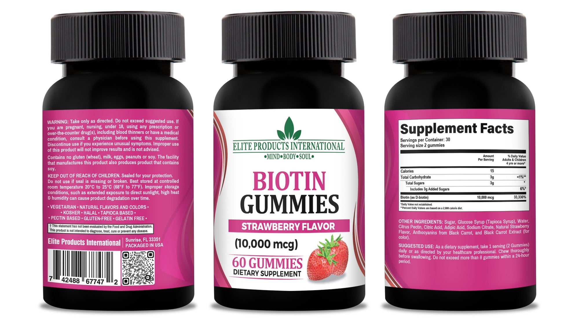 biotin gummies provide delicious taste of natural strawberries while nourishing your hair from within.