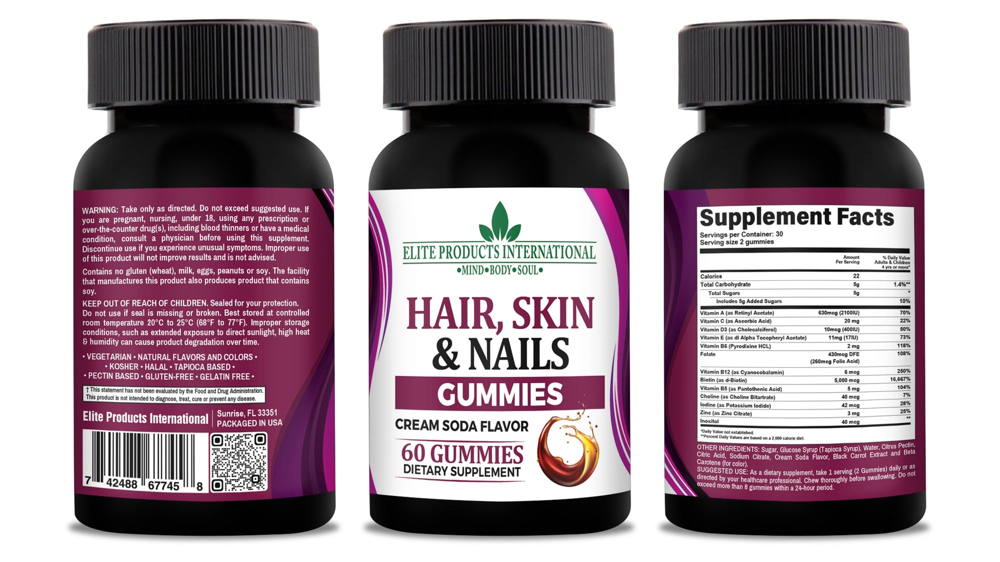 Hair, Skin & Nails Growth Vitamin Gummies is a blend of active ingredients to support healthy hair, skin, and nails.